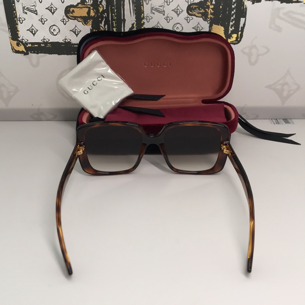 New Authentic Gucci Sunglasses GG0632S 002 Havana/Brown Gradient 56-20-145mm - Picture 8 of 12